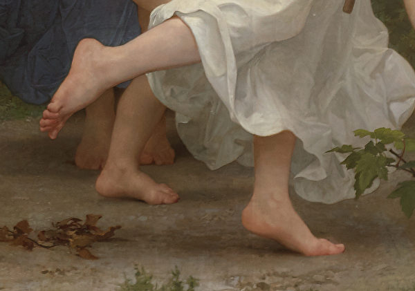 ［法］威廉‧布格羅（William Bouguereau）的《青年巴庫斯》（La Jeunesse de Bacchus），表現足部的局部，布面油畫，1884年作，6.09 × 3.35米，私人收藏。(Courtesy of Sotheby's)