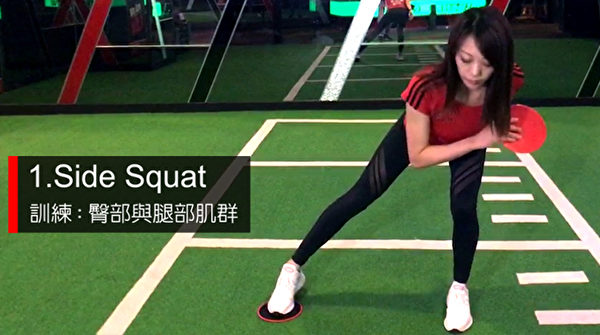 甩肉動作之一：Side Squat。（World Gym提供）