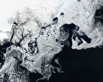 NASA衛星拍到漩渦狀海冰 令人眼花繚亂